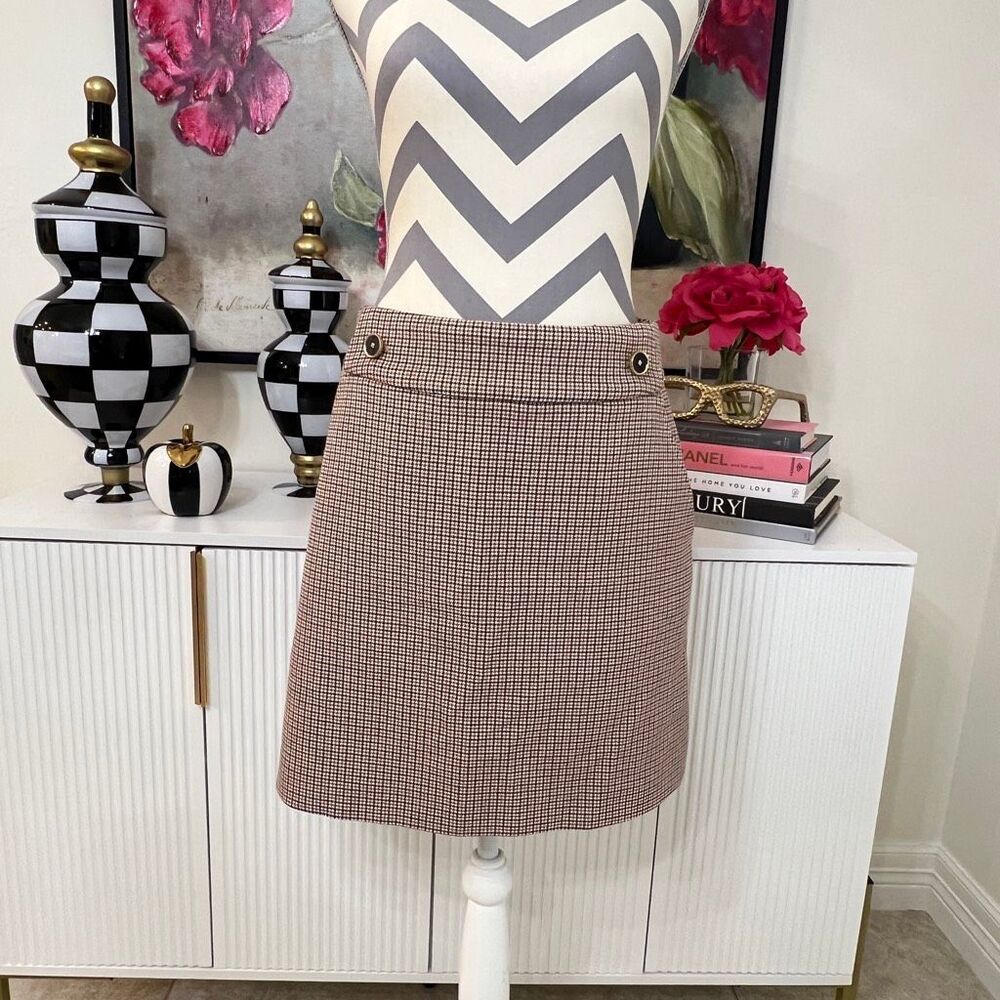 Tory Burch Women's Houndstooth Checkered A-Line Mini Skirt Multicolor Size 4